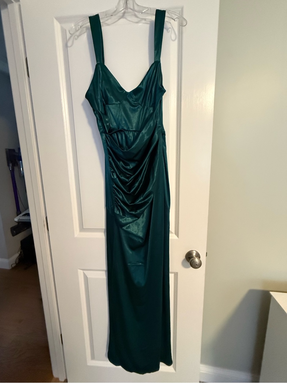 ASOS Green Satin Draped Maxi Dress